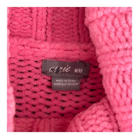 Aerie Sunset Chenille Pink Turtleneck Oversized Chunky‎ Sweater Womens Medium - Picture 5 of 10